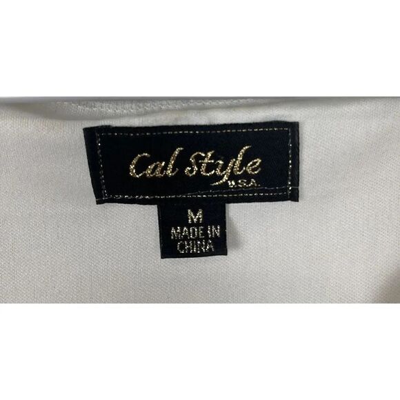 Cal Style Ivory Embroidered Beaded Blouse Women’s Size Medium - Picture 7 of 9